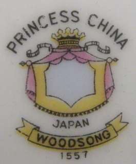 Princess China Japan Woodsong White Gray Green Leaves Gold Berry Bowl 