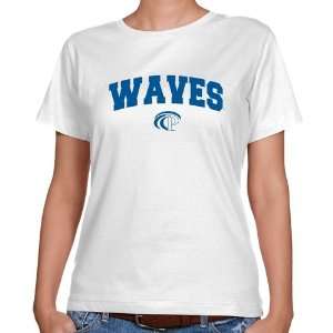  NCAA Pepperdine Waves Ladies White Logo Arch Classic Fit T 
