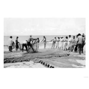  Hukilau Nets men Fishing Hawaii Surf Photograph   Hawaii 