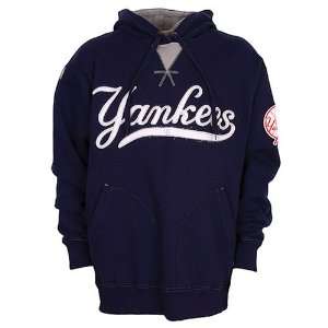  New York Yankees Distressed Logo Hooded Pullover Fleece 