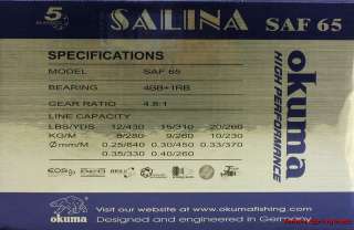 OKUMA SALINA SAF65 SALTWATER BAIT FEEDER SPINNING REEL 739998134687 