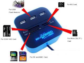 Port USB 2.0 Hub 4 slot Memory card reader for PC  