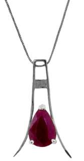   Gold Natural Red Ruby Gemstone Pear Shaped Solitaire Pendant Necklace