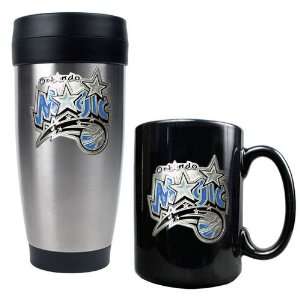 Orlando Magic NBA Stainless Steel Travel Tumbler & Black Ceramic Mug 