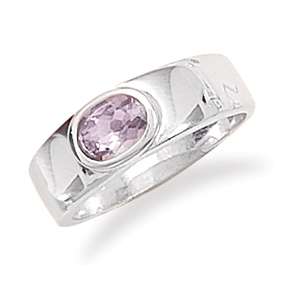Sterling Silver Oval Amethyst Polished Ring Sizes 5 10  