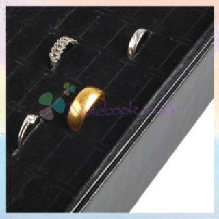 Retail 100 Slots Ring Jewelry Display Tray Case Storage Box Showcase 