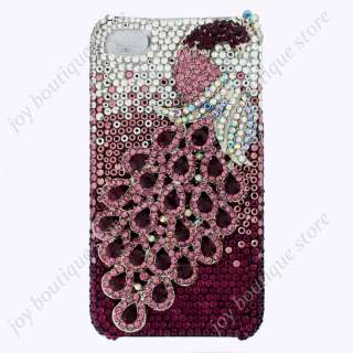   3D peacock Bling Crystal full rhinestone Case Cover for Apple Iphone 4