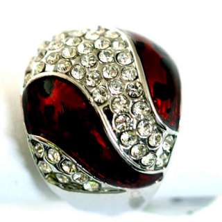   GP Red Shell CZ Diamante Sphere Cocktail Ring Jewelry Fashion  