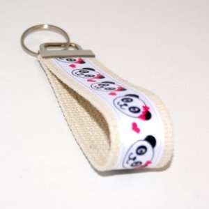  White Panda Bear Love 5   Bone   Keychain Key Fob Ring 