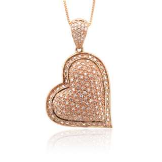 FINE JEWELRY PINK DIAMOND PAVE NECKLACE HEART PENDANT 10k ROSE gold 