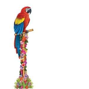  Parrot on Floral Perch Small Wall Decal