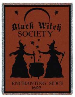 Halloween Black Witch Cauldron Tapestry Afghan Throw  