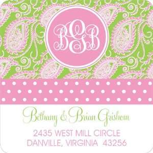  Beachy Paisley Pink & Green Labels