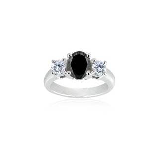  23 Cts Black & 0.20 Cts White Diamond Ring in Platinum 6.0 Jewelry