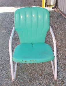 Vintage Metal Lawn Chair With Shell Back  
