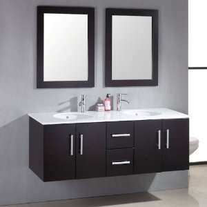 59 inch Wood & Porcelain Double Basin Sink Bathroom Vanity Set # 08135 
