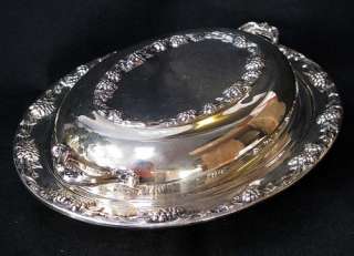 Vintage Pilgrim Silver Plate SilverPlate Covered Serving Dish Grape 