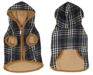   Tartan Hooded Sleeveless Jacket Clothes For Small Dog DFC 09RN  