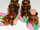 Amber Glass MINI tube jar vial cork pk flower bottle