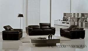Modern leather sofa loveseat chair set couch adjustable headrests cool 