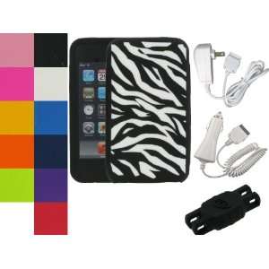 Zebra Designer Silicone Skin Case Cover with Screen Protector for iPod 