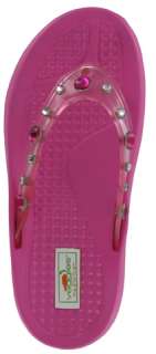 Womens Fushia with Jewels Flip Flops Sandals Size 8  