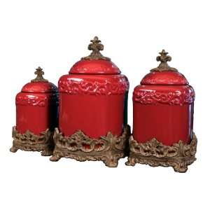   3544 Large Canister (3 Piece Set) Red, 13.5,12,10 Inch