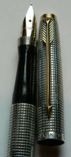 Awesome All Sterling Silver Parker 14 Kt Gold Fountain Pen  