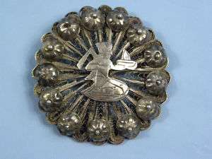 Sterling Silver old Mexico Mexican brooch pin  