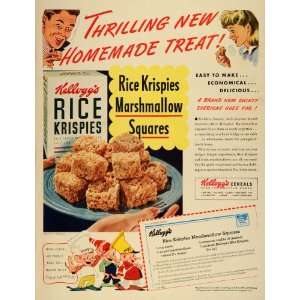  1941 Ad Kellogg Co Cereal Rice Krispies Marshmallow Squares 