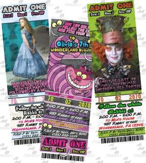 Alice in Wonderland Birthday invitations+Party Supplies  