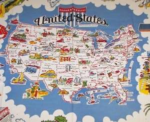 AMERICAN WONDERLAND USA Map Tablecloth StayCation NEW 0752106165861 