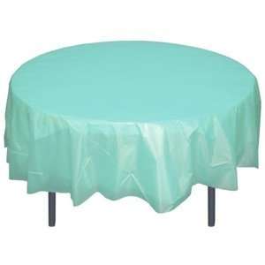  Aqua Blue Plastic Table Cover (84 inches round) 