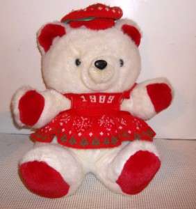 Vintage Stuffed Animal Plush KMART Teddy Bear 1989 Christmas Hoiliday 