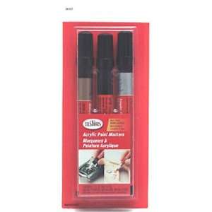  Testors Acrylic Paint Markers   Silver, Gold, Black 3 