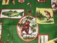   Mountain Cabin Kitch Vintage Hunting Lodge Barkclloth Era Fabric