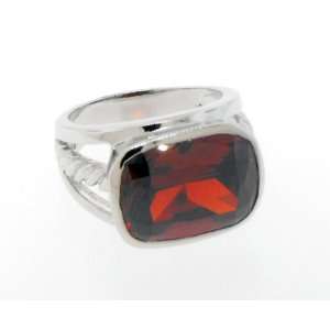   Sterling Silver 925 Beautiful Large Garnet CZ Ring [Jewelry] Jewelry