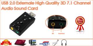USB Audio 3D 7.1 Channel External Sound Card MIC Speaker Laptop Xbox 