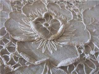   TAMBOUR NET LACE embroidery BED COVER (or curtain) Victorian L  