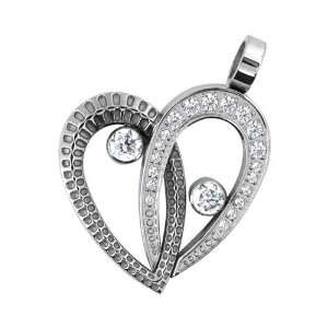 Inox Jewelry 316 Stainless Steel Changes of Heart cz Detail Winding 