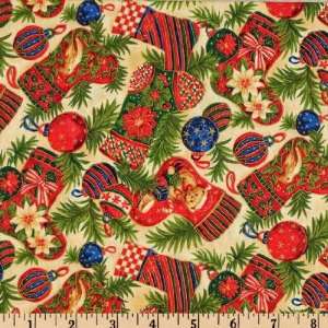  44 Wide Christmas Classics Stockings Cream Fabric By The 