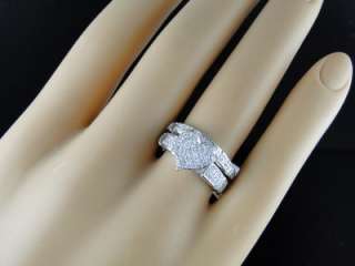   GOLD HEART ROUND CUT DIAMOND BRIDAL ENGAGEMENT RING TRIO SET  