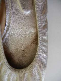   Metallic Silver Scrunch Leather Ballet Flats SHOES 39   LOVE LOVE LOVE