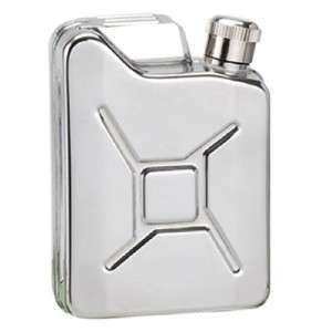 JERRY CAN JERRICAN WHISKEY LIQUOR ALCOHOL FLASK 6 OZ STAINLESS STEEL 
