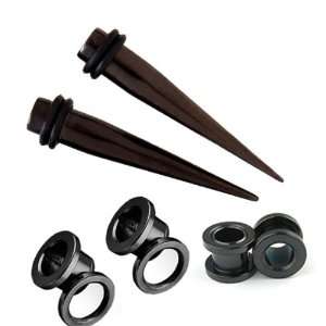  Tapers Kit + Plugs Black Titanium Anodized The Stretching 