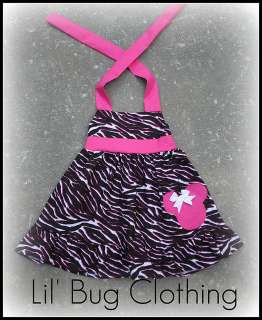 Custom Boutique Minnie Mouse Pink Black Zebra Dress  