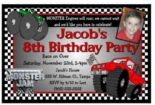 MONSTER JAM MONSTER TRUCK BIRTHDAY PARTY INVITATIONS  