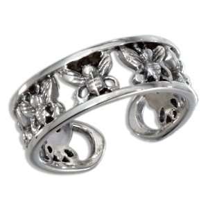  Sterling Silver Multiple Butterfly Toe Ring Jewelry