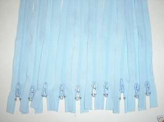 10   22 Baby Blue # 2.5 Closed End Coil Zippers  