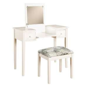  Linon Vanity Set White Butterfly Bench in White